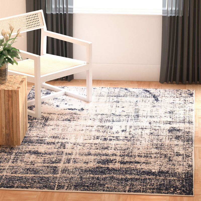 Tapis bleu marine / doré Gerberoy, Rectangle 6 pi x 9 pi