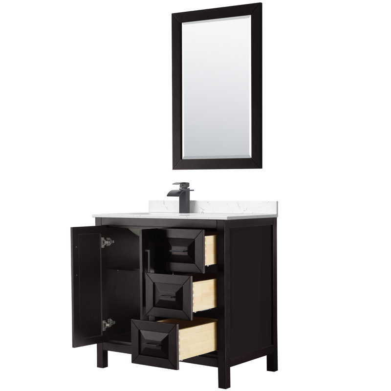 Daria 36'' W Single Vanity, Carrara Cultured Marble, Dark Espresso, Matte Black