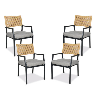 Aiden Steel Outdoor Stacking Dining Armchair with Cushion