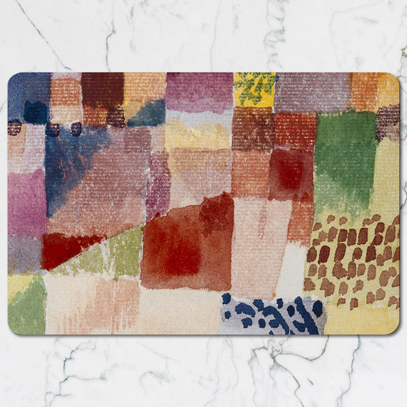 Colorful Abstract Placemat And Coaster Set With Multicolor Striped Design