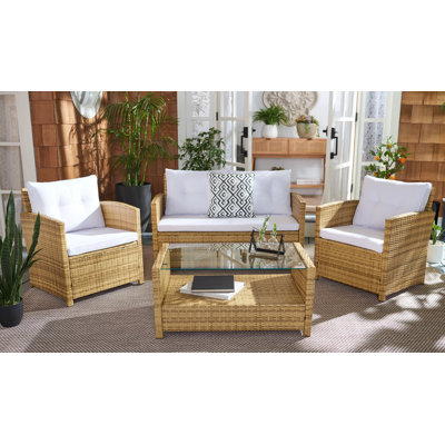 Anyuta Wood 4 - Person Patio Conversation Set with Cushions
