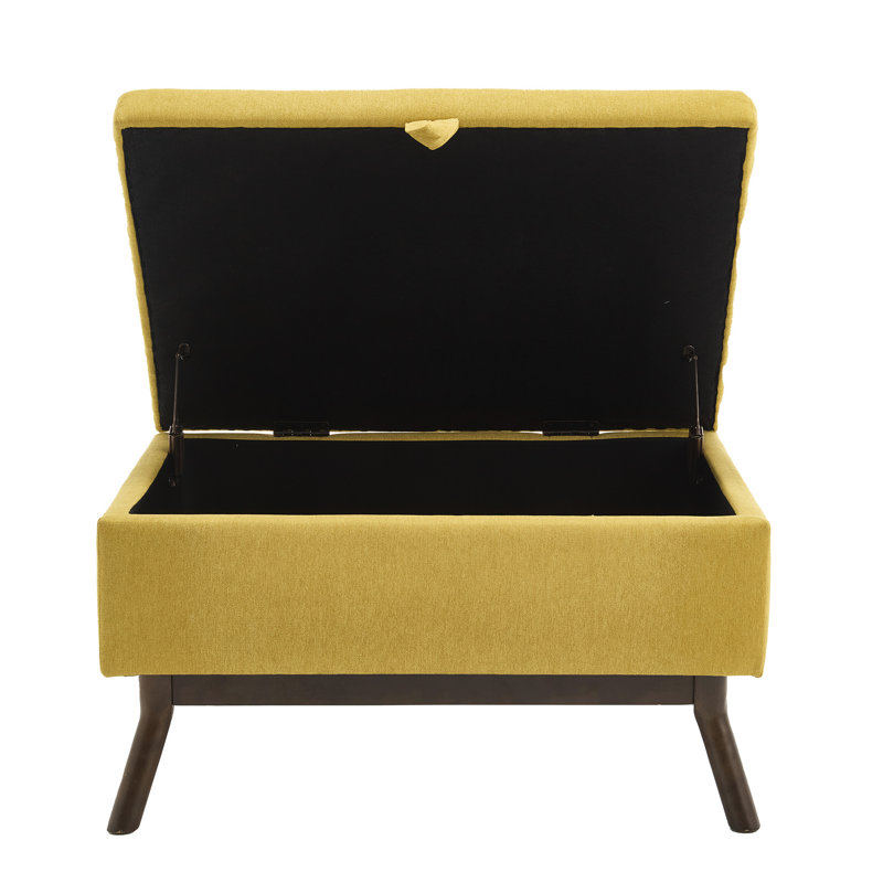 Table basse avec cadre en bois massif et rangement pour le vestibule et la salle familiale avec rembourrage de dossier de style Mid-Century en mousse haute densité