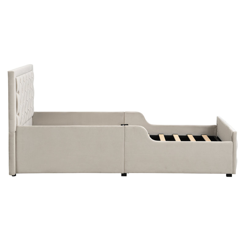 Upholstered Ottoman Storage Bed, Beige
