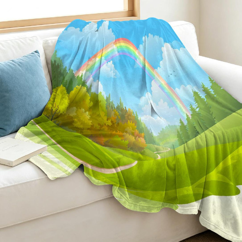 Jeté en molleton transparent ultra doux, imprimé Rainbow Beautiful Forest, Jeté 40 po x 50 po