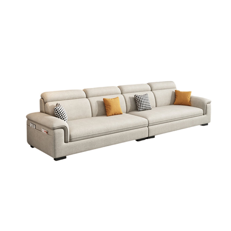 Simple cotton and linen sofa, 33.46" H x 125.98" W x 35.43" D, 5