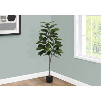 Plante artificielle, arbre violon, intérieur, faux, faux, plancher, verdure, pot, véritable touche, décoratif, feuilles vertes, pot noir