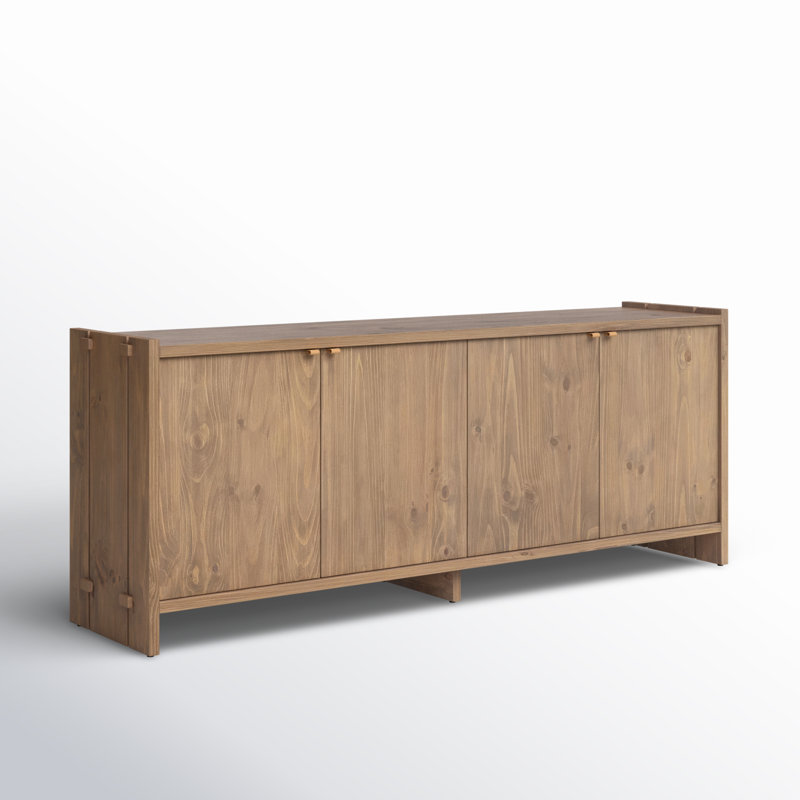 Buffet en bois massif de pin de 78 po de largeur Loats, Brun