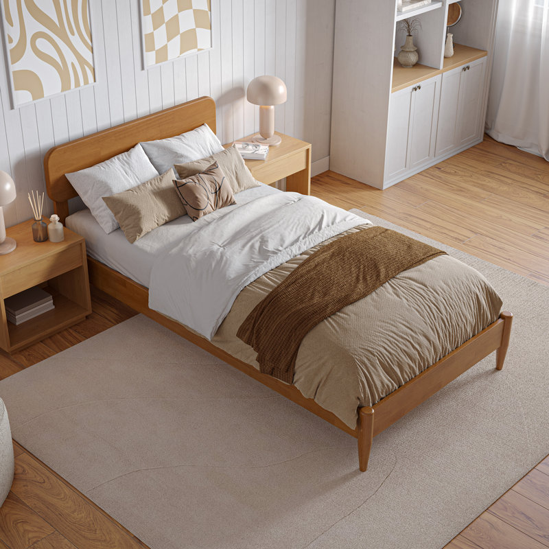 Lit à broches en bois massif Vetu, Simple TG, Caramel clair