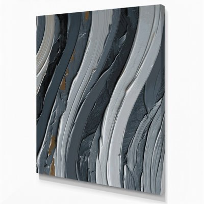 DiagonalStripes Granite Black Canvas Wall Art