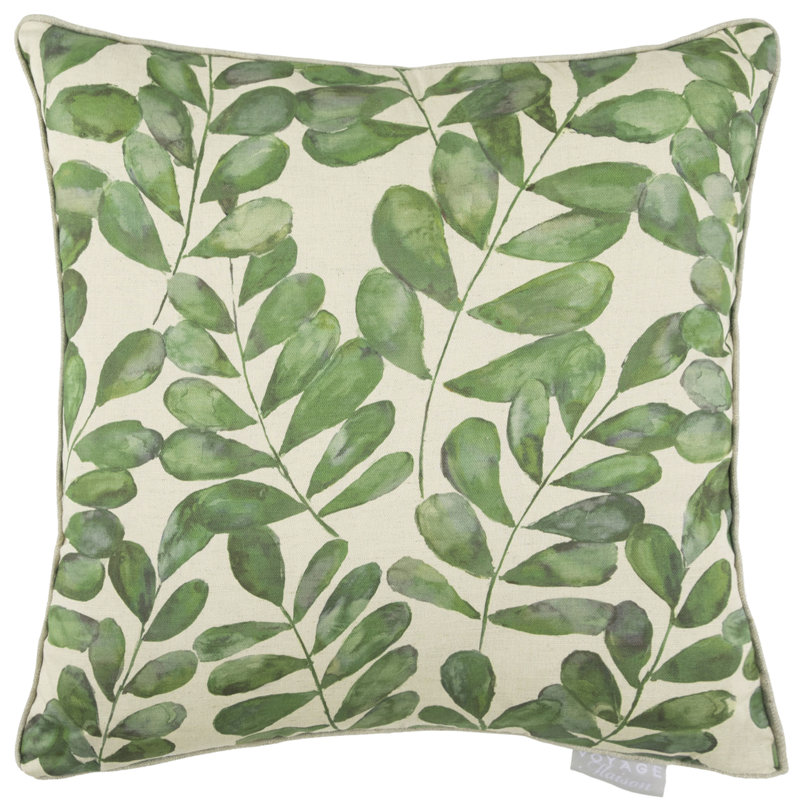 Rowan Floral Square Throw Cushion, Green