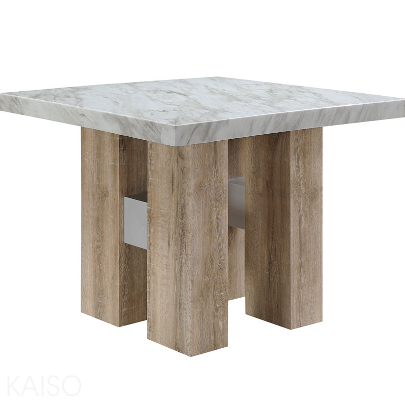 Table de bar Natural, Brun / Blanc