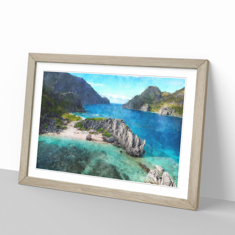 El Nido in the Philippines - Picture Frame Graphic Art, 27cm H x 36cm W x 2cm D, Oak Framed
