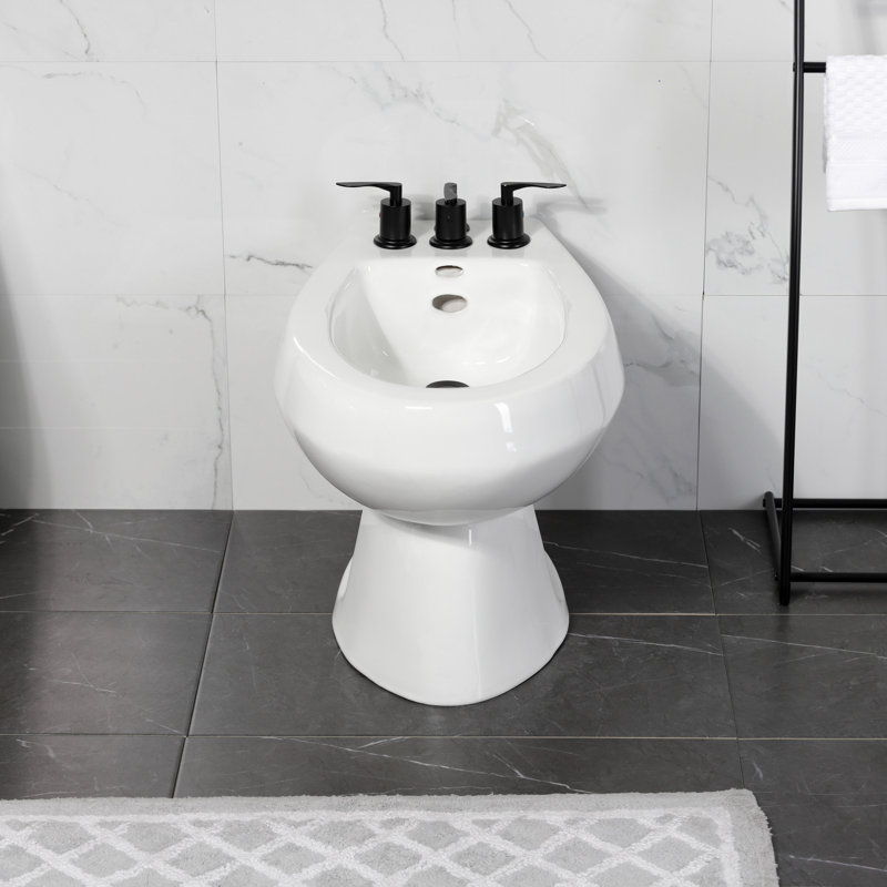 Robinet de bidet espacé vertical à trois poignées Serena, Noir mat