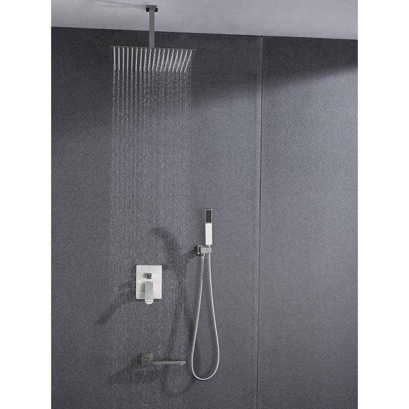 Ensemble de système de douche de plafond avec douche à main et pomme de douche 16 po
