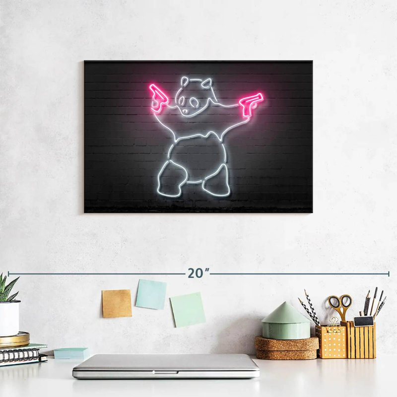 Brampt Panda Pink Guns, 8" H x 12" W