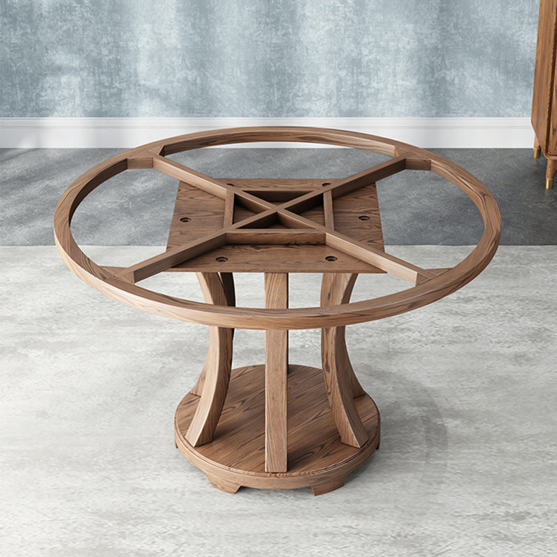 Nordic solid wood round table set with turntable