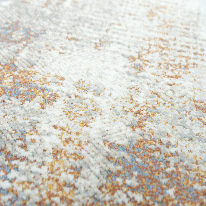 Tapis abstrait ivoire / gris, Rectangle 8 pi 8 po x 11 pi 9 po
