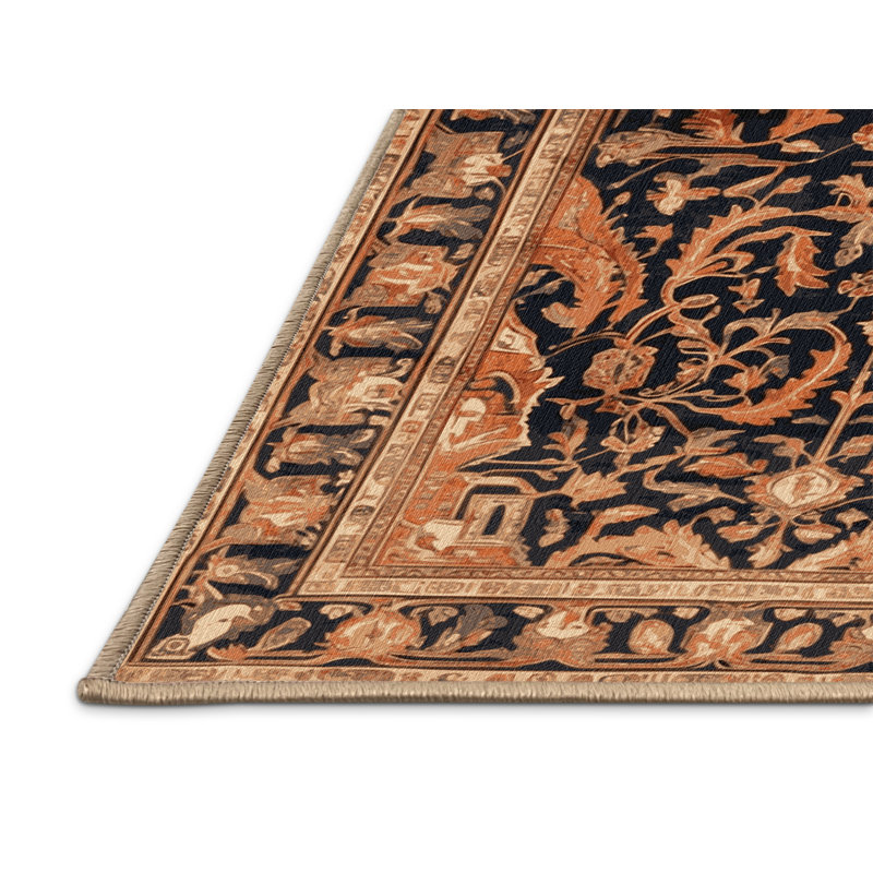 Tapis brun lavable à la machine, Rond 3 pi