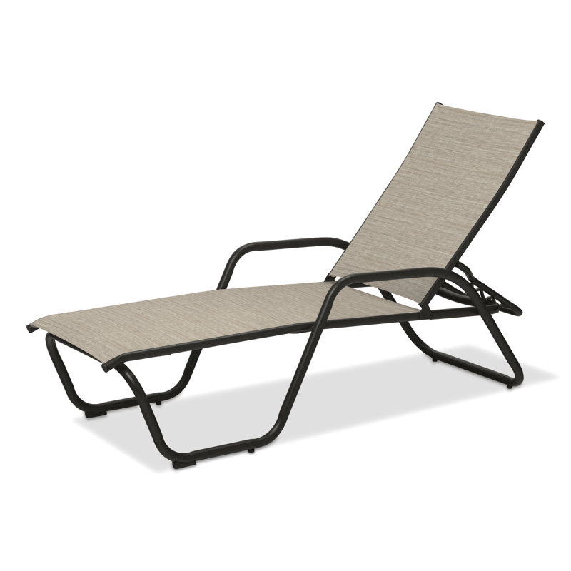 Outdoor Rust-Resistant Metal Chaise Lounge, Bristol Taupe Sunbrella®, Textured Graphite