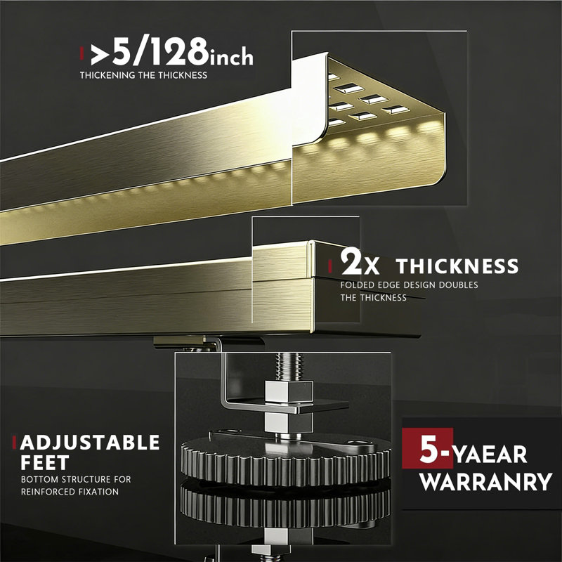 12-inch Linear Shower Drain, Square Hole Pattern Grate, Brushed Gold