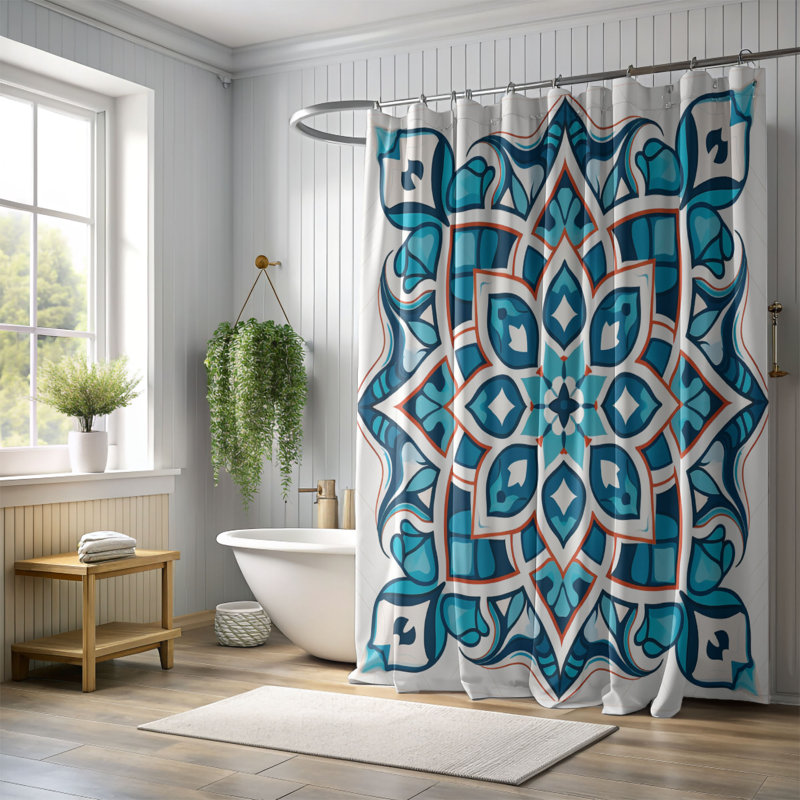 Arabian Tile Styles - Rideau de douche standard 1 pièce, H 74 po x l 71 po