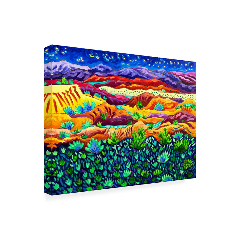 «Patterns of Night» par Cathy Carey - peinture sur toile tendue, H 14 po x l 19 po x P 2 po