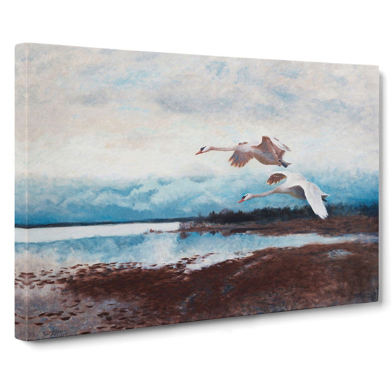 Swans In Flight Vol.2 by Bruno Liljefors - Wrapped Canvas Painting, 35cm H x 50cm W x 3cm D
