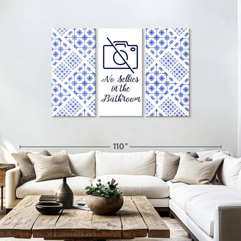 Plaque murale pour salle de bain Kema No Selfies, H 48 po x l 74 po