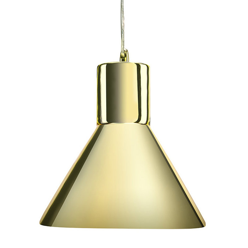 Boatwright 1 - Light White Cone Pendant, Mirror Gold