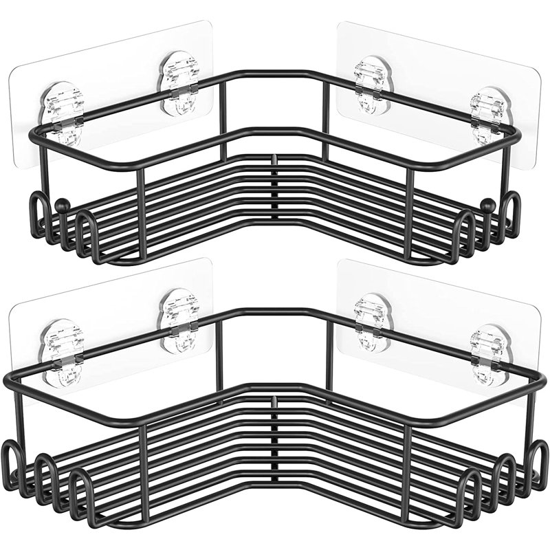 Lobel Adhesive Stainless Steel Shower Shelf, Black