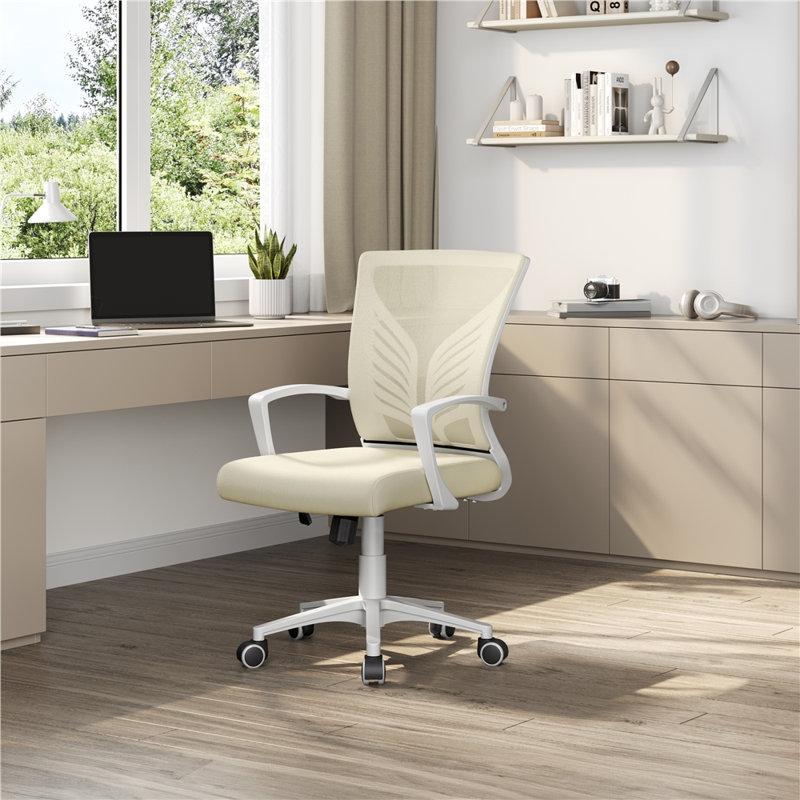 Mesh Office Chair With Butterfly-Inspired Lumbar Support, White