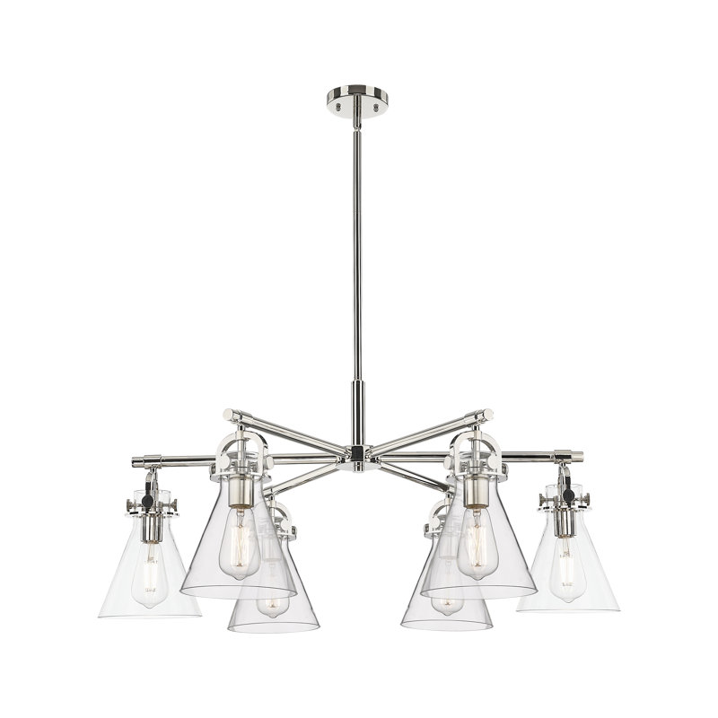 Grimsby - Lustre suspendu 6 lumières, Clair, Nickel poli