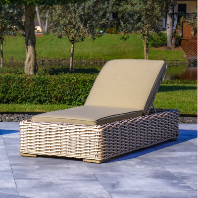 Anna 79 X 31.5 Inch Outdoor Wicker Aluminum Frame Sun Lounger in White and Grey