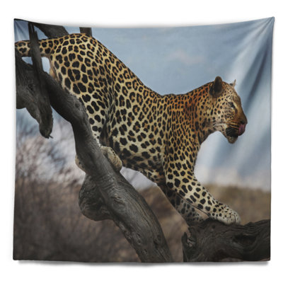 Tapisserie de l’arbre en marche africaine leopard