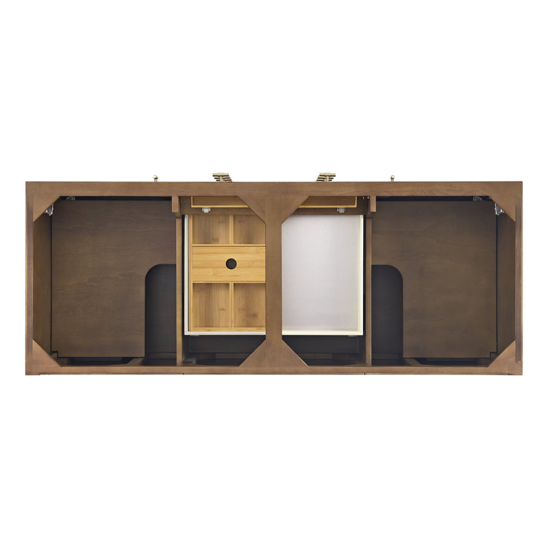 Myrrin 60'' W Double Vanity, Mid-Century Walnut, 8" Widespread, Tajnar Eclos