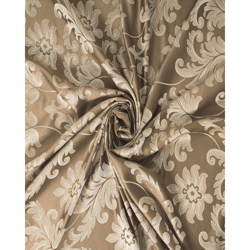 Luxury Jacquard Curtain single Panel with Attached Valance, 54 by 84-Inch Earlesha, Beige
