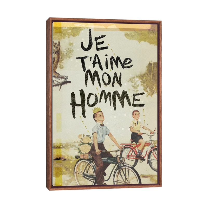 Je T'aime Homme by Heather Landis - Print on Canvas, Classic Brown Wood Framed, 101.6 cm H x 66.04 cm W