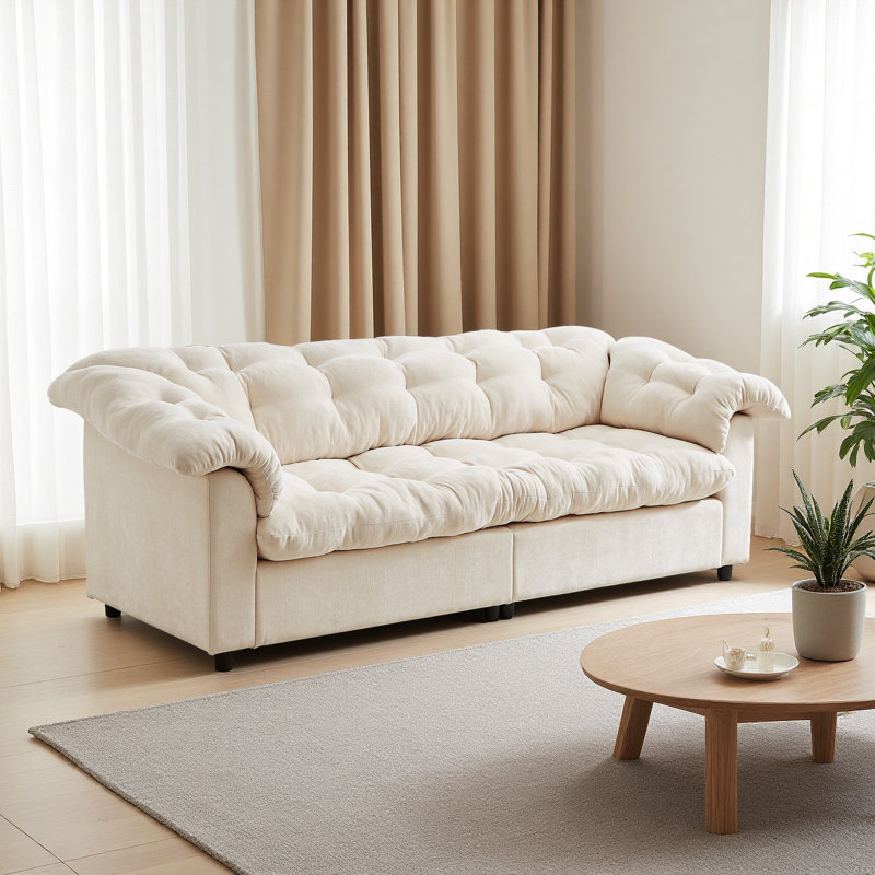 Canapé rembourré moelleux de 94,8 po avec siège moelleux et confort moderne 94,8 po convenant aux salons, chambres à coucher, bureaux et appartements
