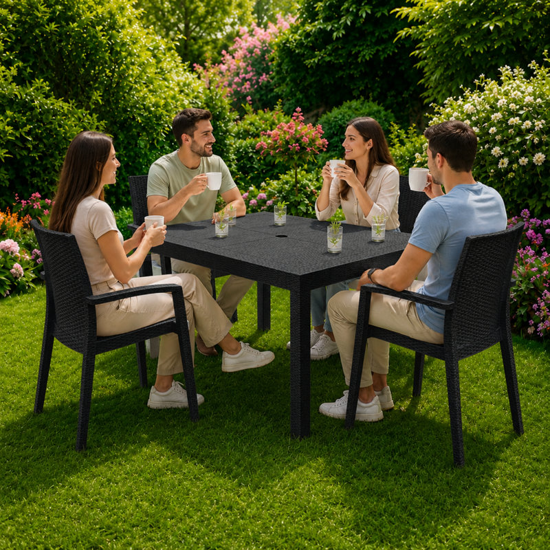 Fauteuil de patio empilable sans assemblage Mace - Chaise de salle à manger moderne en tissu toutes saisons imperméable et robuste