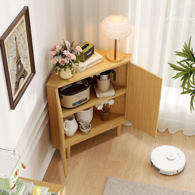 Modern 2 - Door Corner Accent Cabinet, Natural