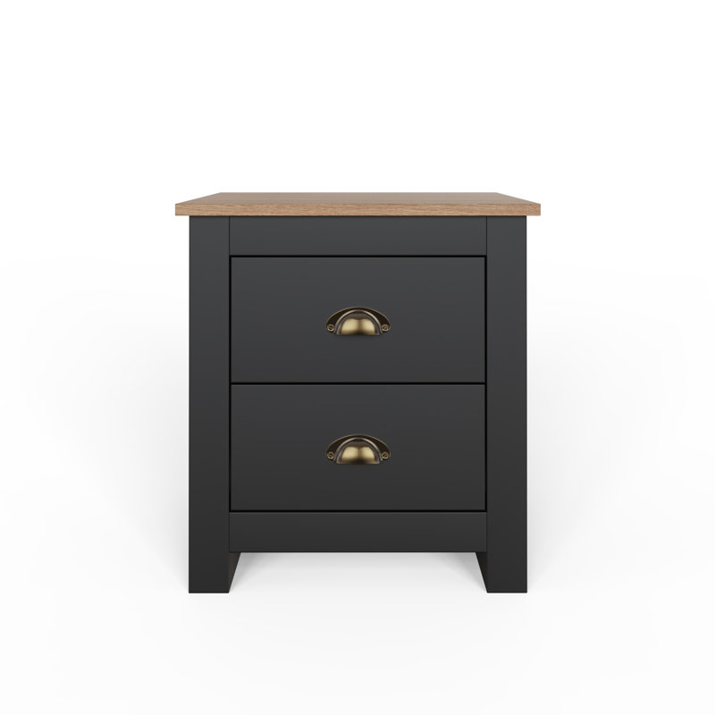 Loretta 45cm W Manufactured Wood Bedside Table, Slate Blue