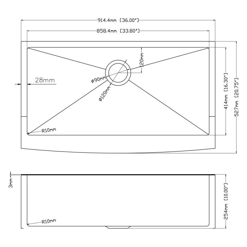 Évier de cuisine à simple cuve en acier inoxydable LEPUDAY, 36", Noir