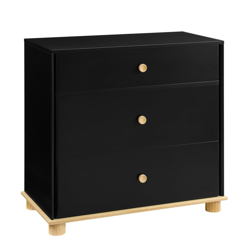 Commode 3 tiroirs Little Seeds Roo, Noir/naturel