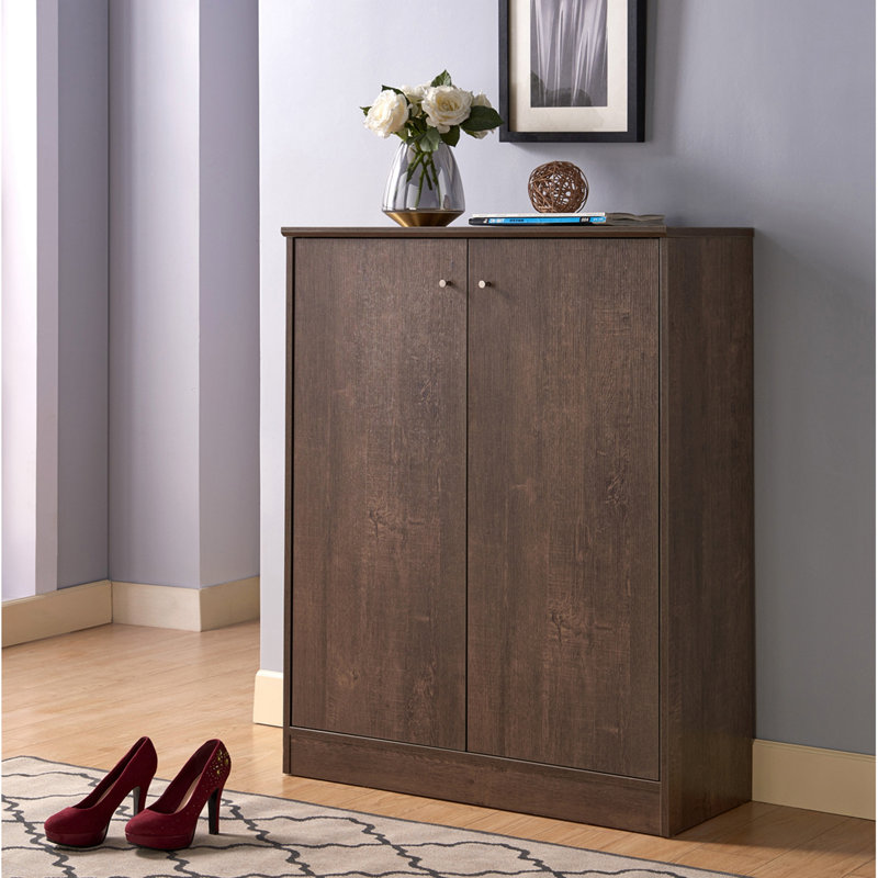 Armoire de rangement pour chaussures Dasheil, Noyer chêne