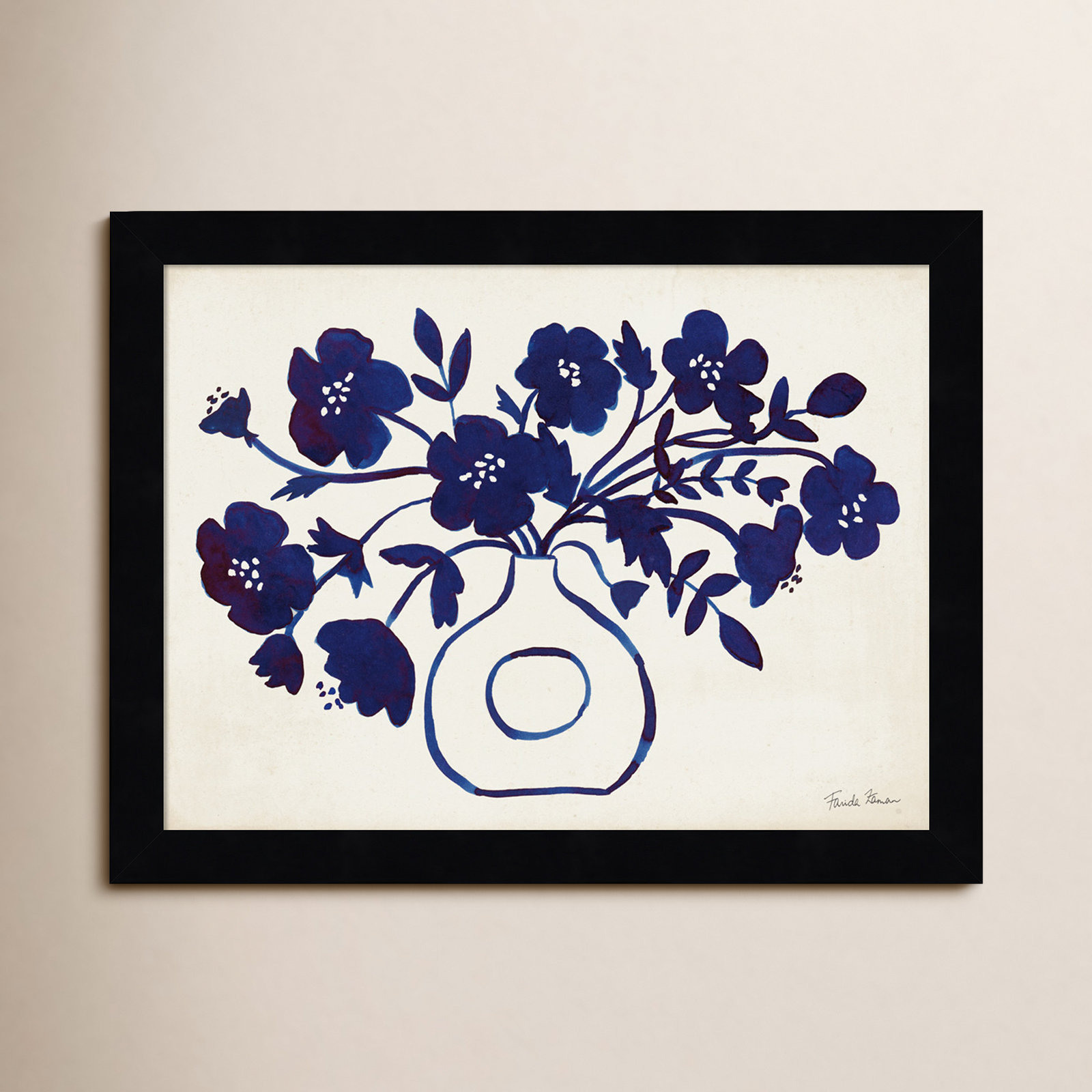Modern Blue by Farida Zaman, 10" H x 13" W x 1" D, Black