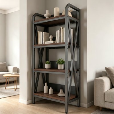 56.30'' Bakers Rack 4-Level Storage Shelves Mental And Wooden Kitchen Shelves, Kitchen Organizers And Storage, For Garage, Pantry, Bathroom ,25.60'' Length