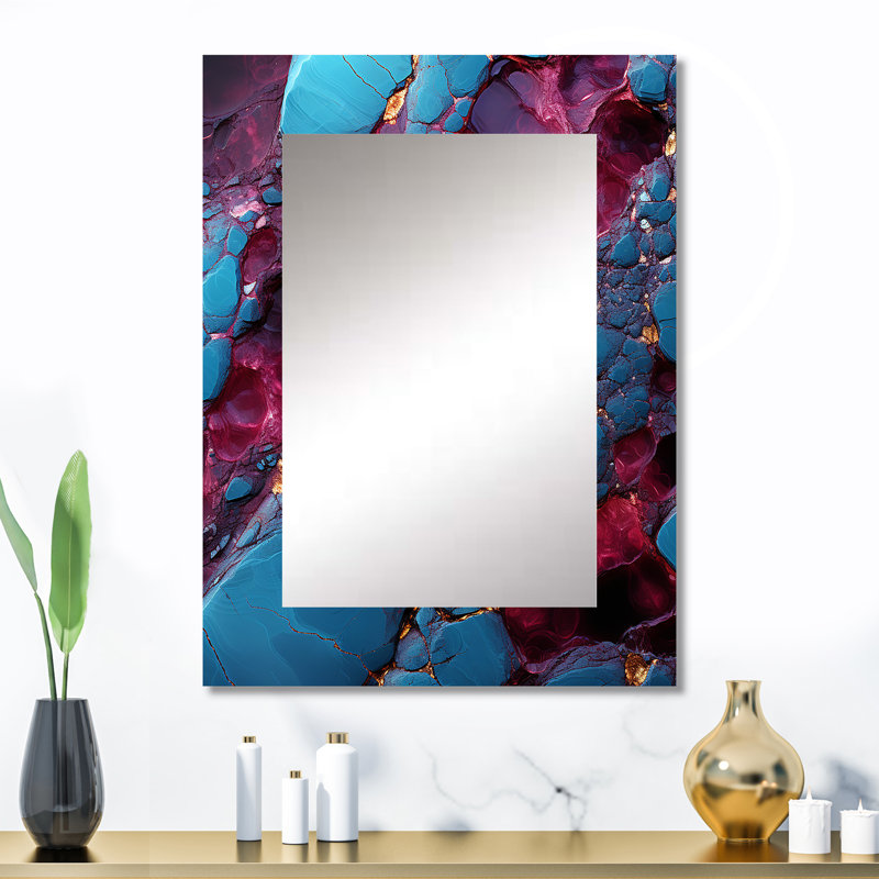 Miroir décoratif bleu et mauve, 32 po x 24 po