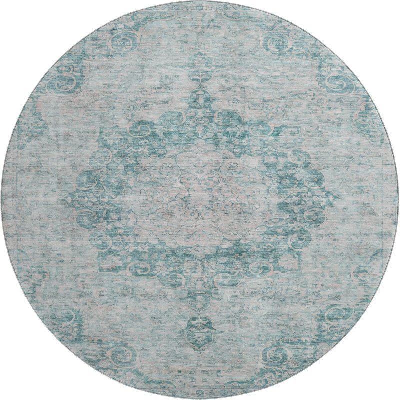 Premium Machine Washable Larock AMF1238 Global Rug, Round 8'