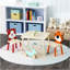 Ensemble de table et 2 chaises pour enfants, ensemble de 3 pièces de table et de chaises pour tout-petits, ensemble de table de jeu en bois (ours et tigre)