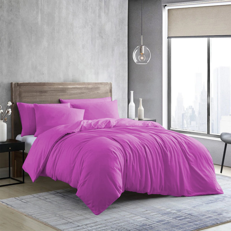 Edyson Microfiber Duvet Cover Set with Pillowcases Included, Super King - 2 Standard Pillowcases, Purple